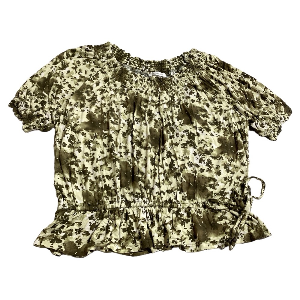Morgan City Women’s Short Sleeves Elastic Round Neck Pullover Green Blouse Sz 2X